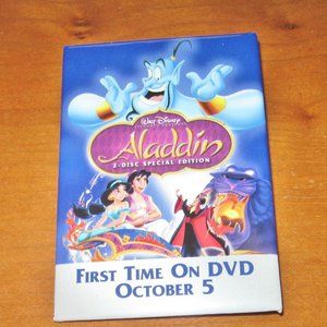Aladdin Promo Badge Advertising Disney DVD Release Pinback Button